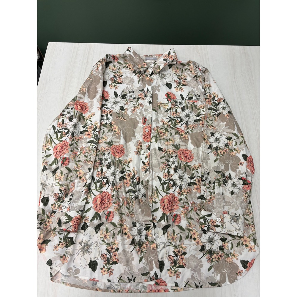 Chico's No-Iron Chic Stretch Floral Button Down Shirt Women's Size 4 US 20
